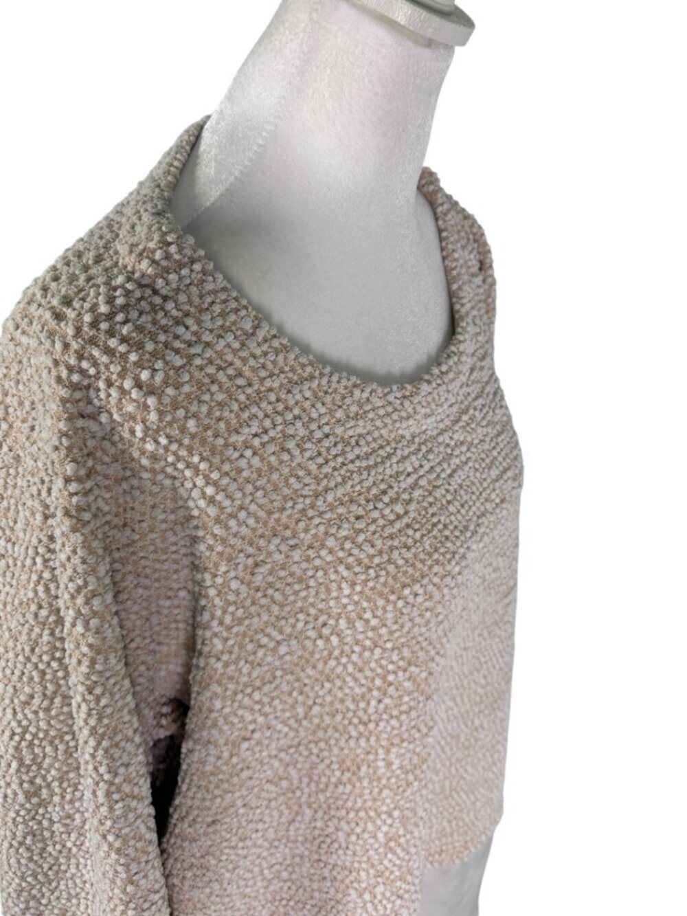 Calvin Klein Blush Pink Bouclé Layered Hem Sweater XL | Textured Knit Career Chi - Picture 5 of 10